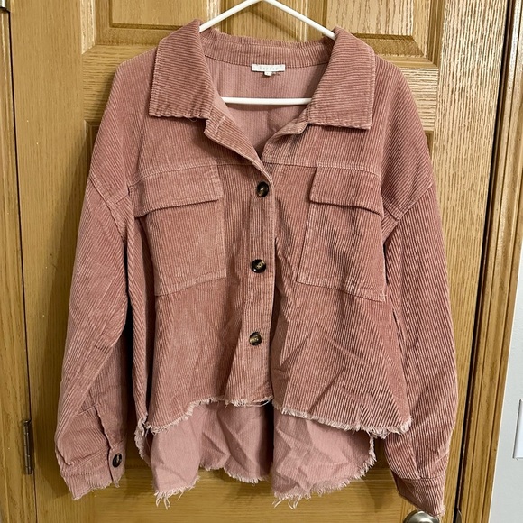 heyday Jackets & Blazers - heyday Women's Corduroy Utility Jacket in Soft Pink | Size L